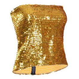 Gold sequin hot sale strapless top