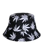 Wholesale Bucket Hat With White Ganja Leaf Print.  Ganja Print Sun Hats