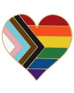 Wholesale progressive pride heart shaped enamel pin badge LGBTQ badges also available pansexual, bisexual, lesbian, transgender and non binary