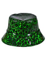 Green Holographic Leopard Print Bucket Hat