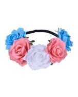 Wholesale transgender pride flower garland flower crown.  LGBTQ flower crowns with large flowers also available bisexual, pansexual, lesbian and rainbow pride.