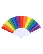 Wholesale gay pride colours folding fan  These wholesale gay pride colour fans are very popular especially at a gay pride event or on a hot day.  Many designs of wholesale fans