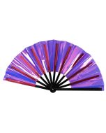 Wholesale Purple Holographic Huge Cracking Fan 33 x 66cm.  These cracking fans make a very satisfying noise when opening and closing.  They are a big craze at the moment!