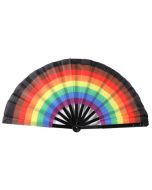 Wholesale x- large cracking fan.  New 8 color pride flag colours on a cracking fan.  Makes a satisfying noise when opening and closing.  Big craze.at the moment.