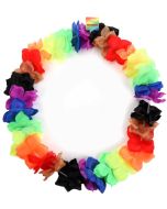 Wholesale gay pride lei with the new 8 colours of the new gay pride flag.  Large leis with 10cm flowers, Ideal for gay pride festival and gay pride events alike.