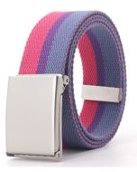 Wholesale bisexual pride webbing belt.  LGBTQ pride belts also available non binary webbing belt, bisexual, lesbian and transgender webbing belts and rainbow.