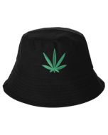 Wholesale bucket hats with ganja leaf embroidery. These funky sun hats are fast selling and make perfect rave hats. Great festival hats or festival wear accessories