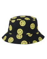 Wholesale smiley face print sun hats bucket hats fisherman hats for kids or very small headed people.  Fashionable childrens sun hats in fast selling designs