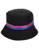 Wholesale bisexual pride bucket hat LGBTQ sun hat with bisexual belt detail.  Also available rainbow pride hat, lesbian, transgender, non binary and pansexual hats.