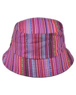 Wholesale hippy bucket hat in bright pink.  These sun hats are fast sellers and ideal rave hats, fisherman hats, festival hats or dance hats.  Great selling sun hats.