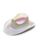 Wholesale holographic pearl cowboy hat.  Ideal for dress up or festivals.  Only £2