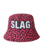 Pink leopard slag bucket hat
