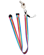 Pansexual pride lanyard wit attachable whistle.
