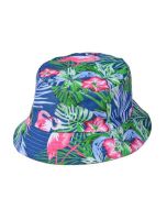 Blue Flamingo Hawaiian Print Festival Bucket Hat