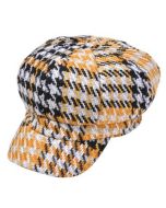 Tweed Ivy Cap Yellow Houndstooth