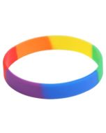 Wholesale rainbow gay pride silicone bracelet LGBTQ wristband, slim.  Also available , bisexual silicone bracelet and transgender silicone bracelet wristband.