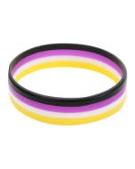 Wholesale non binary pride silicone bracelet LGBTQ wristband.  Also available rainbow pride, bisexual, transgender, lesbian, and non binary silicone wristbands..