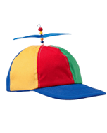 Wholesale propeller hat.  Multi coloured novelty propeller hat helicopter hat ideal for festivals and party nights.  Multi panelled novelty cartoon hat. Adjustable.