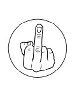 Wholesale MIDDLE FINGER Plastic Badge White Background