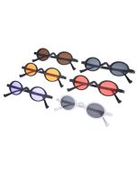 Wholesale ladies sunglasses round black frame, with mixed colour lenses.  These wholesale sunglasses are great festival wear accessories.