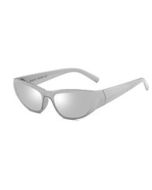 Wholesale wrap around sunglasses silver frame, silver lens
