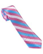 Wholesale transgender pride necktie in transgender colours.  Also available rainbow pride necktie, lesbian neck tie, bisexual necktie non binary neck tie and MLM necktie.