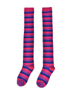 Wholesale bisexual pride welly socks. Bisexual flag colour welly socks, for gay pride festivals or a great festival line in general.  Pink, blue and purple striped welly socks.