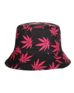 Wholesale Bucket Hats With Black Ganja Leaf Print