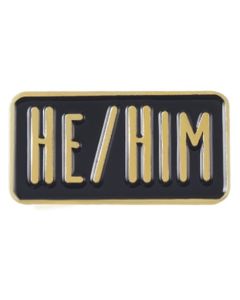 Wholesale he / him pronoun enamel pin badge LGBTQ badges also available she / her, they / them and they / their.  LGBTQ enamel pronoun badges