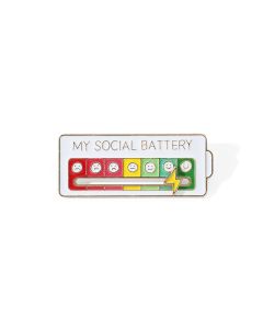 Wholesale MY SOCIAL BATTERY White Enamel Badge