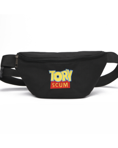 Wholesale bum bag with Tory Scum embroidered wording.  Other Tory Scum items baseball cap,  bucket hat,  beanie hat, messenger bag and tie.