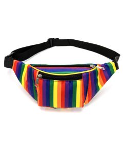Wholesale gay pride bum bags in tradtional rainbow stripes.