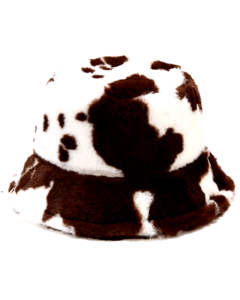Wholesale Fluffy Bucket Hat With Brown Cow Print