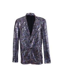Holographic Zebra Print Blazer Jacket