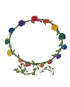 Wholesale rainbow gay pride flower crown LGBTQ flower crown headband.  Also available bisexual,  pansexual, transgender, non binary and lesbian.