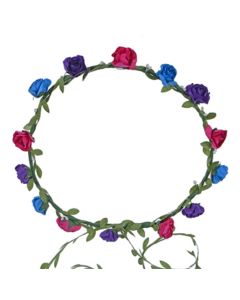 Wholesale bisexual pride flower crown LGBTQ flower crown headband.  Also available rainbow gay pride, pansexual, transgender, non binary and lesbian garlands