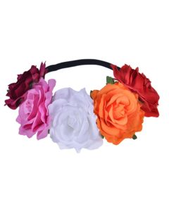 Wholesale lesbian pride flower garland flower crown.  LGBTQ flower crowns with large flowers also available bisexual, pansexual, transgender and rainbow pride.