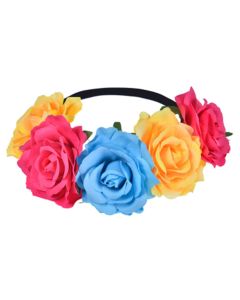 Wholesale pansexual pride flower garland flower crown.  LGBTQ flower crowns with large flowers also available bisexual, transgender, lesbian and rainbow pride.