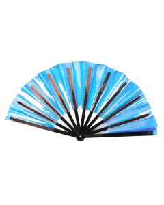 Wholesale Turquoise Holographic Huge Cracking Fan 33 x 66cm.  These cracking fans make a very satisfying noise when opening and closing.  They are a big craze at the moment!