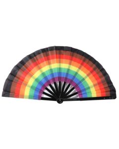 Wholesale x- large cracking fan.  New 8 color pride flag colours on a cracking fan.  Makes a satisfying noise when opening and closing.  Big craze.at the moment.