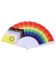 Wholesale new progressive hand held fan.  Great for gay pride festivals, many colours available including non binary, pansexual, bisexual, transgender, MLM and more