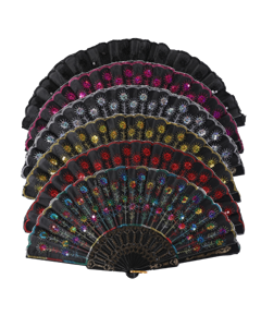 Wholesale Sequin Hand Held Fans Sold in Mixed Packs of 12