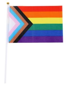 Wholesale progressive gay pride hand held flag small LGBTQ flag.  For gay pride festivals or parties, also available hand held progressive flag and the new 8 colour