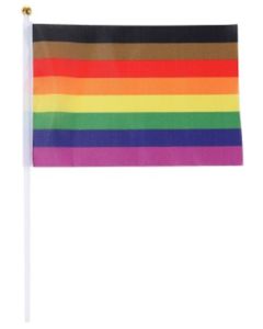 Wholesale gay pride hand held flag new 8 colour small LGBTQ flag.  For gay pride festivals or parties, also available hand held progressive flag and traditional 