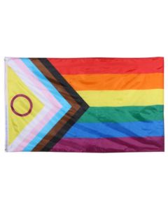 Wholesale new progressive gay pride flag.  3ft by 5ft..  Also available, transgender flags, MLM flags, non binary flags, lesbian flags, bisexual and pansexual flags.