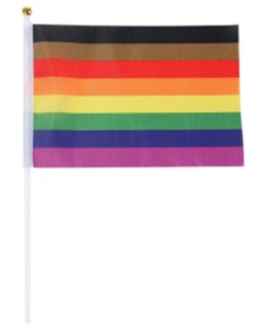 Wholesale gay pride hand held flag. New 8 colour gay pride hand held flag size 43 x 28cm Ideal for gay pride festivals and LBGTQ+ parades