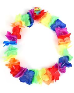 Wholesale gay pride leis with large 10cm flowers.  These large rainbow pride leis are also available in the new 8 colours of the new gay pride flag for gay pride festivals