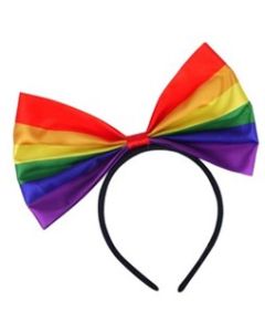 Wholesale gay pride large bow headband.  LGBTQ headband for gay pride festivals and gay pride parties.  Many fast selling gay pride items available here for you.