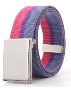 Wholesale bisexual pride webbing belt.  LGBTQ pride belts also available non binary webbing belt, bisexual, lesbian and transgender webbing belts and rainbow.
