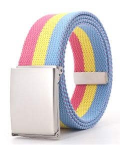 Wholesale pansexual pride webbing belt.  LGBTQ pride belts also available nonbinary webbing belt, bisexual, lesbian and transgender webbing belts and rainbow.